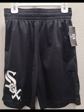 New Era Black Athletic Mesh Shorts with White Sox Logo